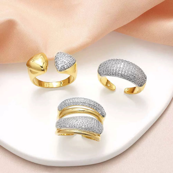 Wholesale Women's Copper Gold Plated Geometric Irregular Open Ring