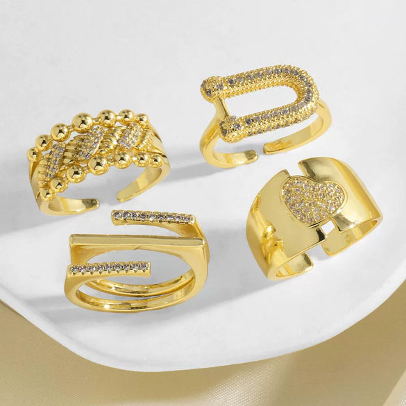 Wholesale Women's Copper Gold Plated Geometric Ushaped Love Ring