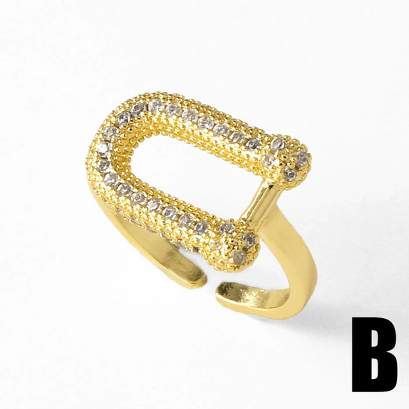 Wholesale Women's Copper Gold Plated Geometric Ushaped Love Ring