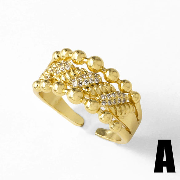 Wholesale Women's Copper Gold Plated Geometric Ushaped Love Ring