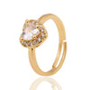 Wholesale Women's Copper Gold Plated Heart Shaped Ring With Crystal Design Simple Sweet Jewelry