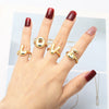 Wholesale Women's Copper Gold Plated Minimalist Letter Opening Ring