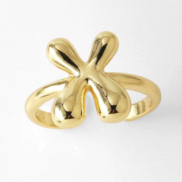 Wholesale Women's Copper Gold Plated Minimalist Letter Opening Ring