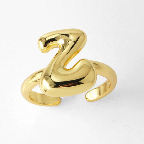 Wholesale Women's Copper Gold Plated Minimalist Letter Opening Ring