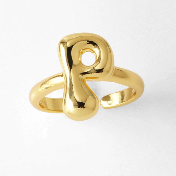 Wholesale Women's Copper Gold Plated Minimalist Letter Opening Ring