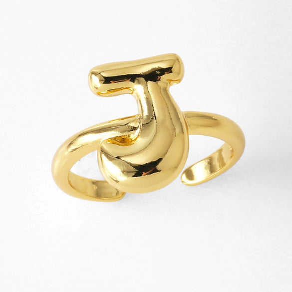 Wholesale Women's Copper Gold Plated Minimalist Letter Opening Ring