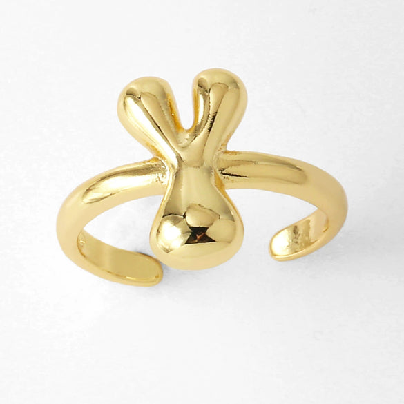 Wholesale Women's Copper Gold Plated Minimalist Letter Opening Ring