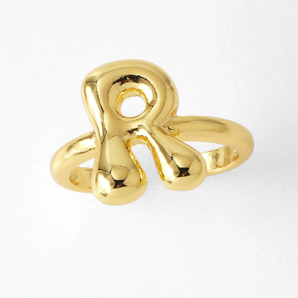 Wholesale Women's Copper Gold Plated Minimalist Letter Opening Ring