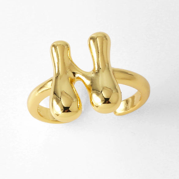 Wholesale Women's Copper Gold Plated Minimalist Letter Opening Ring