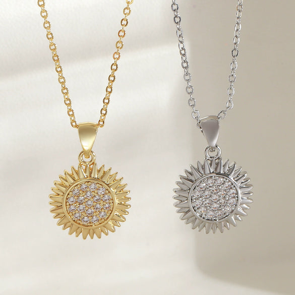 Wholesale Women's Copper Goldplated Flower Pendant O Word Chain Necklace