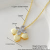 Wholesale Women's Copper Goldplated Flowershaped Necklace With Rhinestones And Cross Chain In Light Luxury Style
