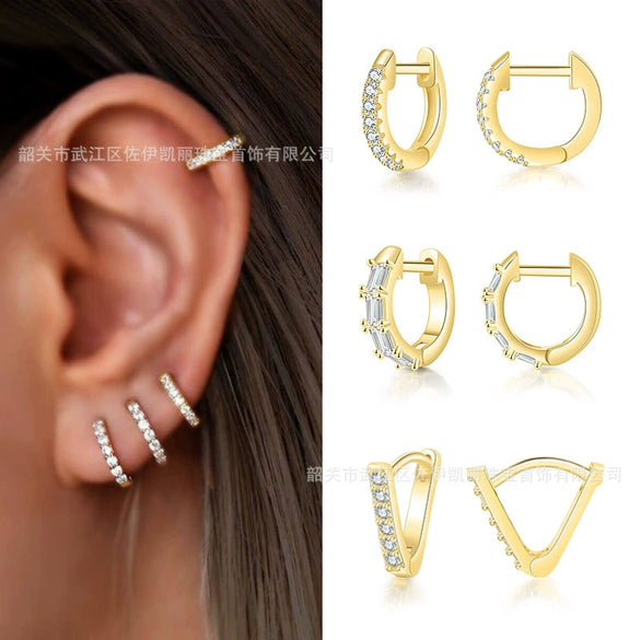 Wholesale Women's Copper Goldplated Geometric Alloy Inlaid Artificial And Semiprecious Stones Earrings