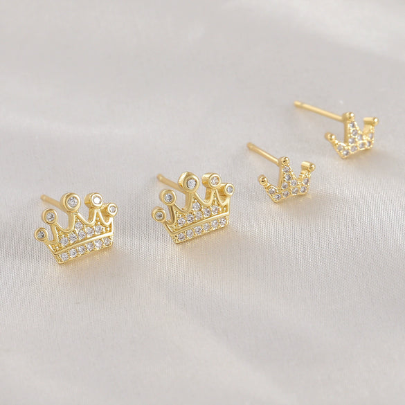 Wholesale Women's Copper Goldplated Geometric Crown Earrings