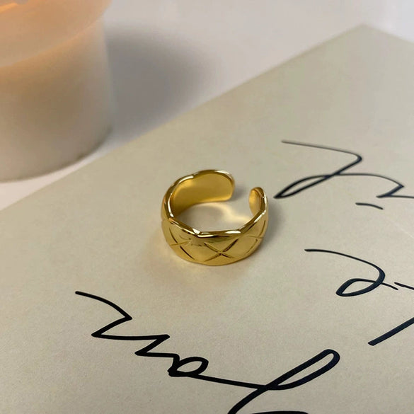 Wholesale Women's Copper Goldplated Geometric Opening Ring Jewelry