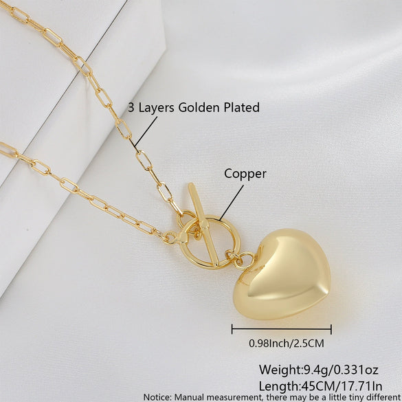 Wholesale Women's Copper Goldplated Heartshaped Necklace