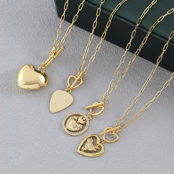 Wholesale Women's Copper Goldplated Heartshaped Necklace