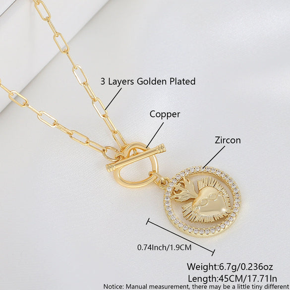 Wholesale Women's Copper Goldplated Heartshaped Necklace