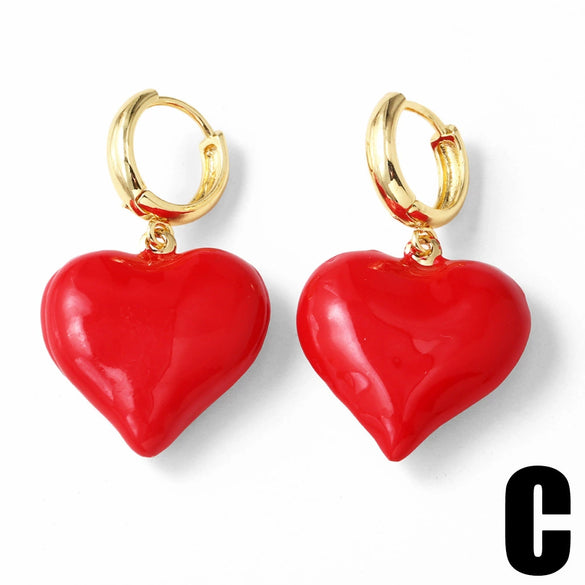 Wholesale Women's Copper Heart Shape Earrings With Electroplating