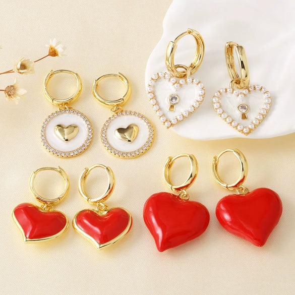 Wholesale Women's Copper Heart Shape Earrings With Electroplating