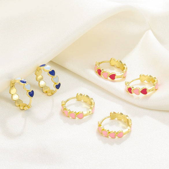 Wholesale Women's Copper Heart Shape Oil Dropping Earrings With Electroplating