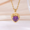 Wholesale Women's Copper Heart Shape Pendant Necklace With Mixed Gemstone Setting And Electroplating O Word Chain