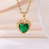 Wholesale Women's Copper Heart Shape Pendant Necklace With Mixed Gemstone Setting And Electroplating O Word Chain