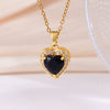 Wholesale Women's Copper Heart Shape Pendant Necklace With Mixed Gemstone Setting And Electroplating O Word Chain