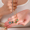 Wholesale Women's Copper Heart Shape Pendant Necklace With Mixed Gemstone Setting And Electroplating O Word Chain