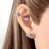 Wholesale Women's Copper Heart Shape Titanium Steel Screw Ear Bone Nail Earrings Set With Diamonds Sweet Cute Design Sense Niche