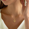 Wholesale Women's Copper Heart Shape Zircon Inlaid Electroplated Clavicle Chain Necklace