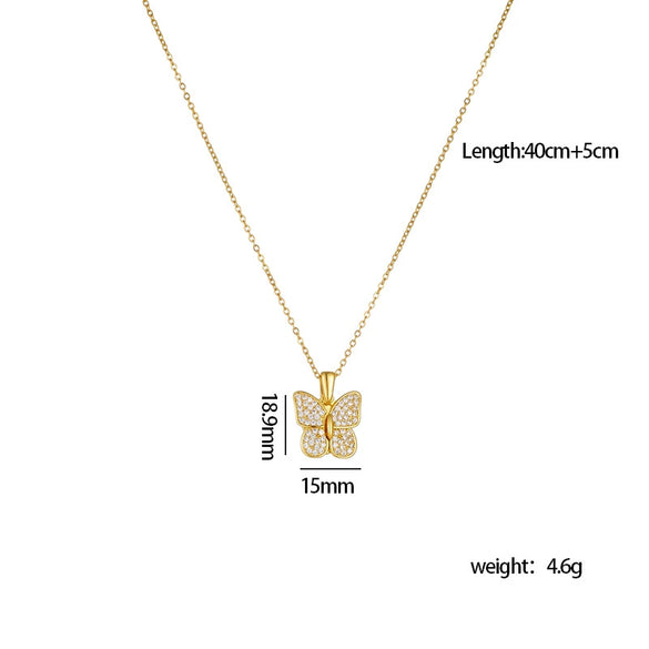 Wholesale Women's Copper Heart Shaped And Bow Patterned Necklace With Mixed Gem Inlay And O Chain