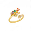 Wholesale Women's Copper Heartshaped Geometric Zircon Ring Gold Inlaid