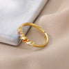 Wholesale Women's Copper Heartshaped Geometric Zircon Ring Gold Inlaid