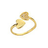 Wholesale Women's Copper Heartshaped Gold Inlaid Opening Ring