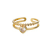Wholesale Women's Copper Heartshaped Gold Inlaid Opening Ring