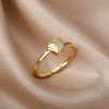 Wholesale Women's Copper Heartshaped Gold Inlaid Opening Ring