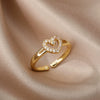 Wholesale Women's Copper Heartshaped Gold Inlaid Opening Ring