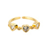Wholesale Women's Copper Heartshaped Gold Inlaid Opening Ring