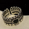Wholesale Women's Copper Heartshaped Ring With Geometric Pattern And French Retro Style Electroplating Process