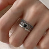 Wholesale Women's Copper Heartshaped Ring With Geometric Pattern And French Retro Style Electroplating Process