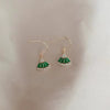 Wholesale Women's Copper Inlaid Emerald Green Zircon Retro Fan Geometric Earrings