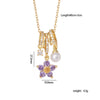Wholesale Women's Copper Inlaid Mixed Gemstone Flower Tassel Pendant O Chain Necklace With Electroplating Treatment