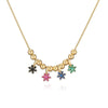 Wholesale Women's Copper Inlaid With Colored Diamonds Starshaped And Flower Petal Bead Splicing Necklace With Zirconia Design