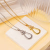 Wholesale Women's Copper Inlaid Zircon Geometric Horseshoe Buckle Pendant Necklace With Stainless Steel O Word Chain And Electroplating