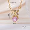 Wholesale Women's Copper Inlaid Zircon Geometric Light Luxury Style Necklace With Electroplating And O Word Chain