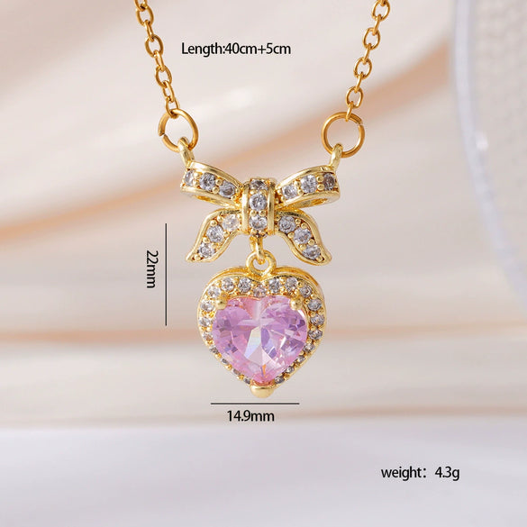Wholesale Women's Copper Inlaid Zircon Geometric Light Luxury Style Necklace With Electroplating And O Word Chain