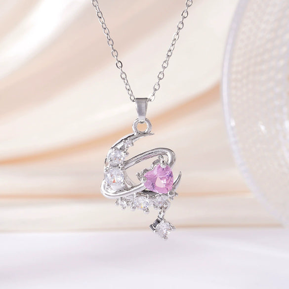 Wholesale Women's Copper Inlaid Zircon Geometric Light Luxury Style Necklace With Electroplating And O Word Chain