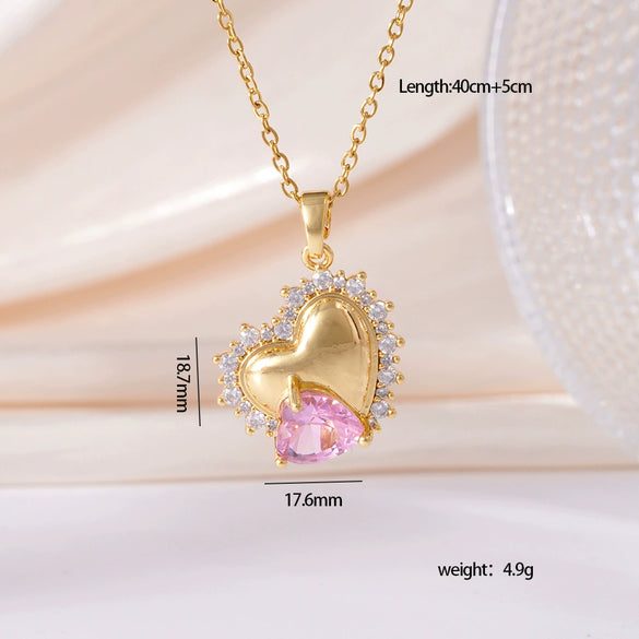 Wholesale Women's Copper Inlaid Zircon Geometric Light Luxury Style Necklace With Electroplating And O Word Chain