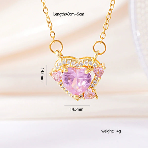 Wholesale Women's Copper Inlaid Zircon Geometric Light Luxury Style Necklace With Electroplating And O Word Chain