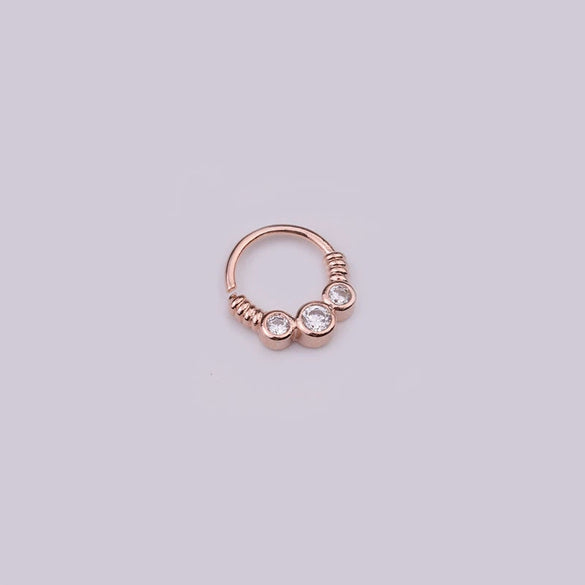 Wholesale Women's Copper Inlaid Zircon Geometric Nose Ring For Body Puncture Jewelry